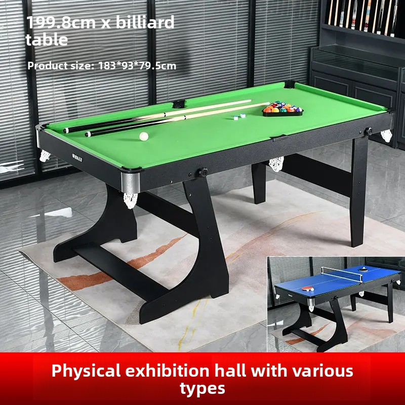 Table Tennis For Kids - 6ft 1.8m Opklapbare Pooltafel, 3-in-1 Biljart-Snooker-Tafeltenniscombinatie,